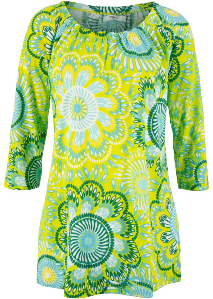 Хлопковая рубашка с рукавами 3/4 Bpc Bonprix Collection, зеленый платье рубашка миди с рукавами 3 4 bpc bonprix collection черный