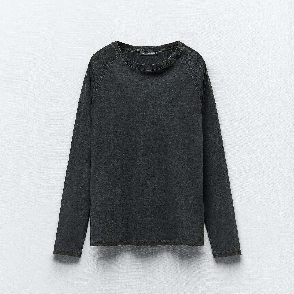 

Лонгслив Zara Faded Cotton, черный