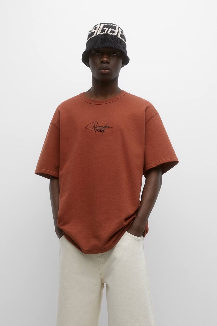 

Фирменная футболка с коротким рукавом Pull&Bear, медный