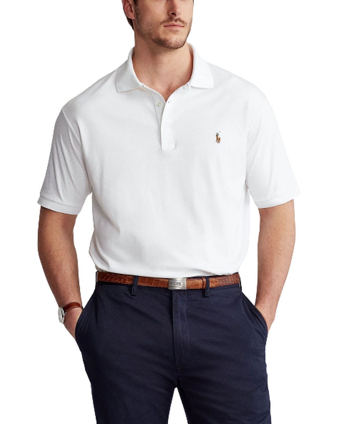 Мужская футболка-поло классического кроя из мягкого хлопка большого и высокого роста Polo Ralph Lauren, белый трос привода сцепления avp sc2170f фирменный ориг 2170 1602210 автопартнёр