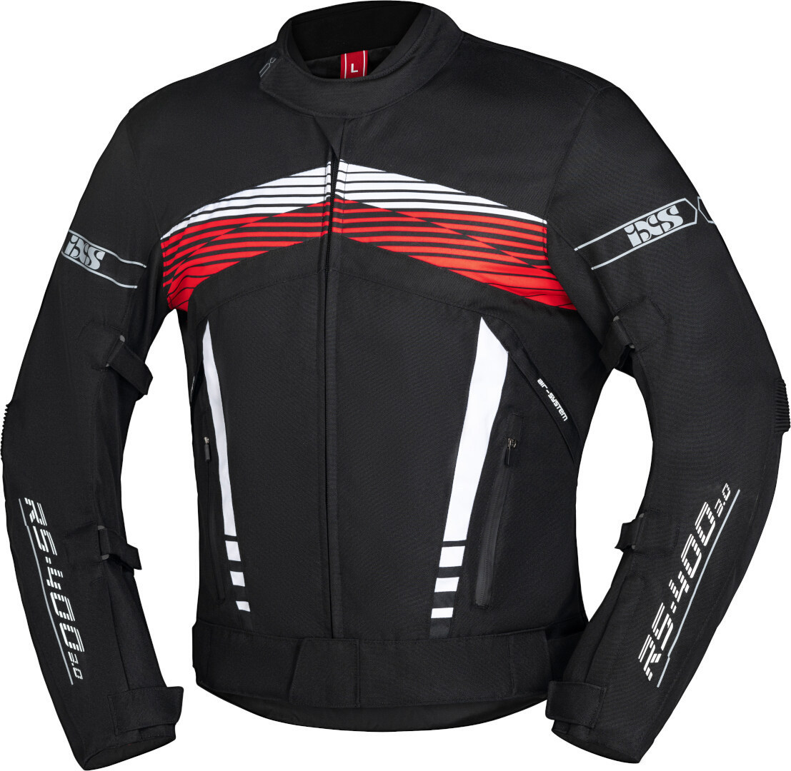 Куртка IXS RS-400-ST 3.0 для мотоцикла Текстильная, черно-бело-красная