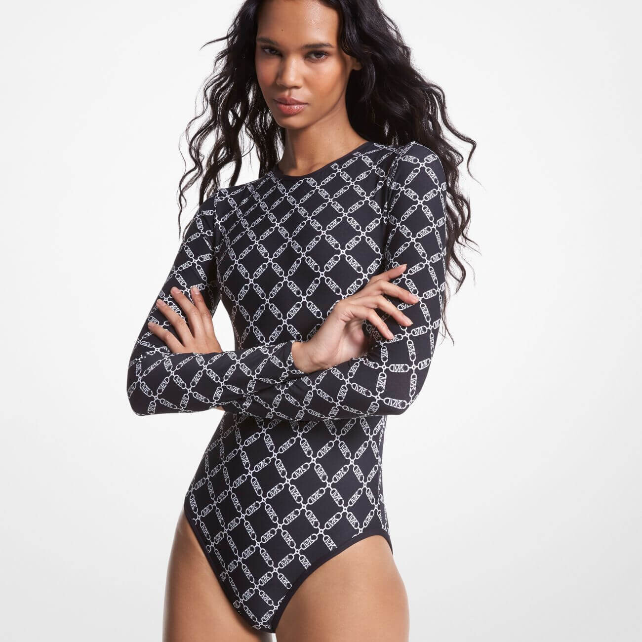 

Боди Michael Michael Kors Empire Logo Print, черный/белый