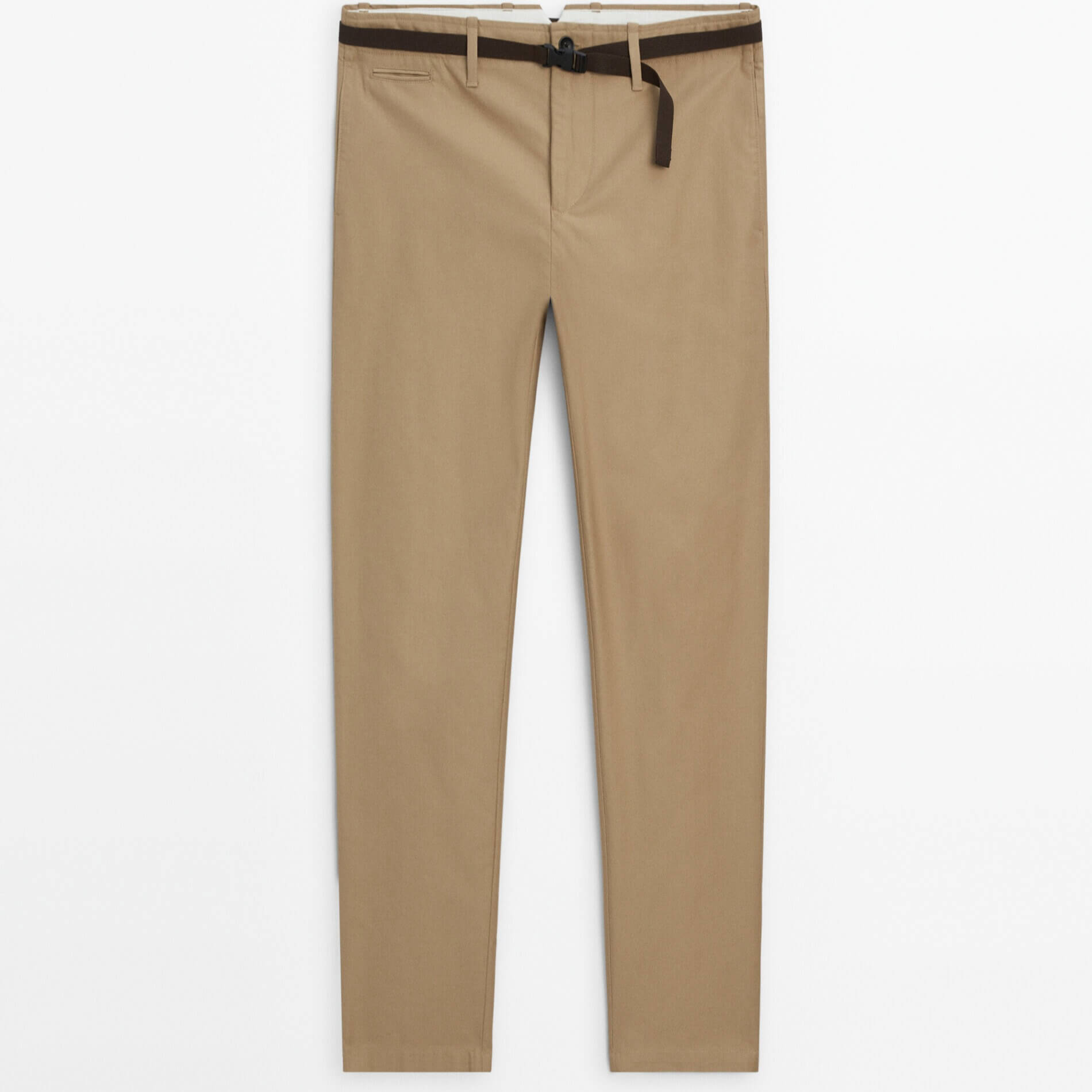 Брюки Massimo Dutti Relaxed Fit Belted Chino, бежевый цена и фото