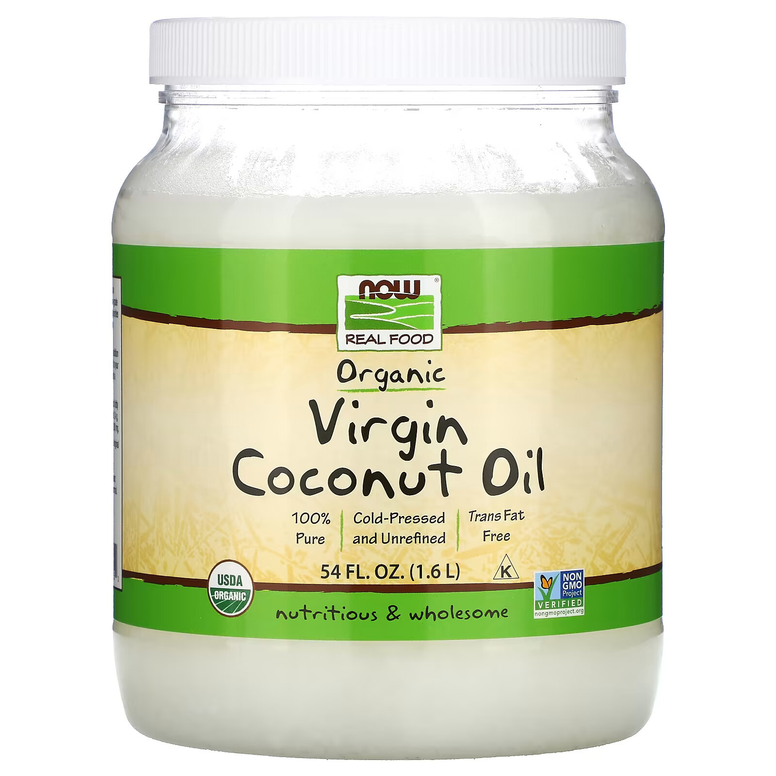 Натуральное кокосовое масло NOW Foods Real Food, 1,6 л now foods органическое кокосовое масло первого отжима 54 жидких унции 1 6 л