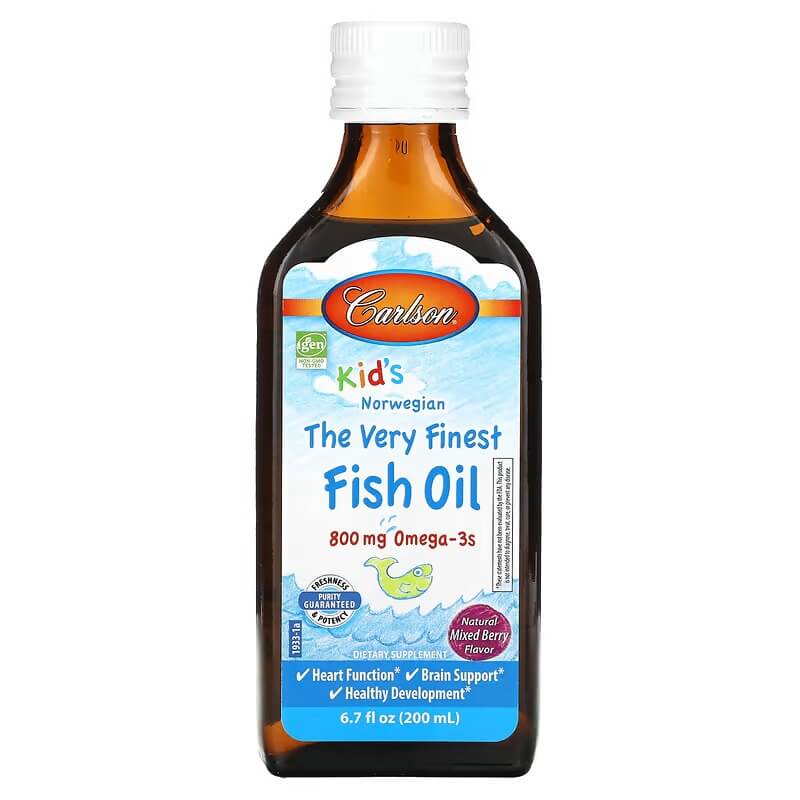 Омега-3 рыбий жир Carlson Kids натуральная ягодная смесь 800 мг, 200 мл