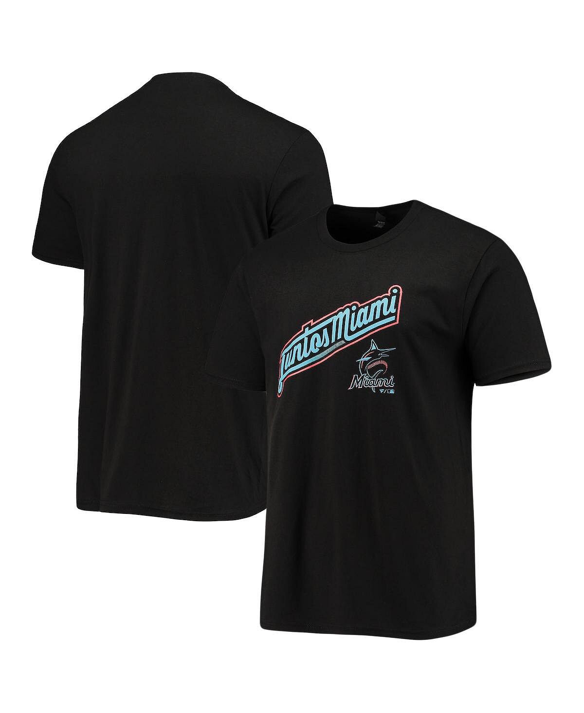 

Мужская черная футболка miami marlins local tri-blend BreakingT, черный