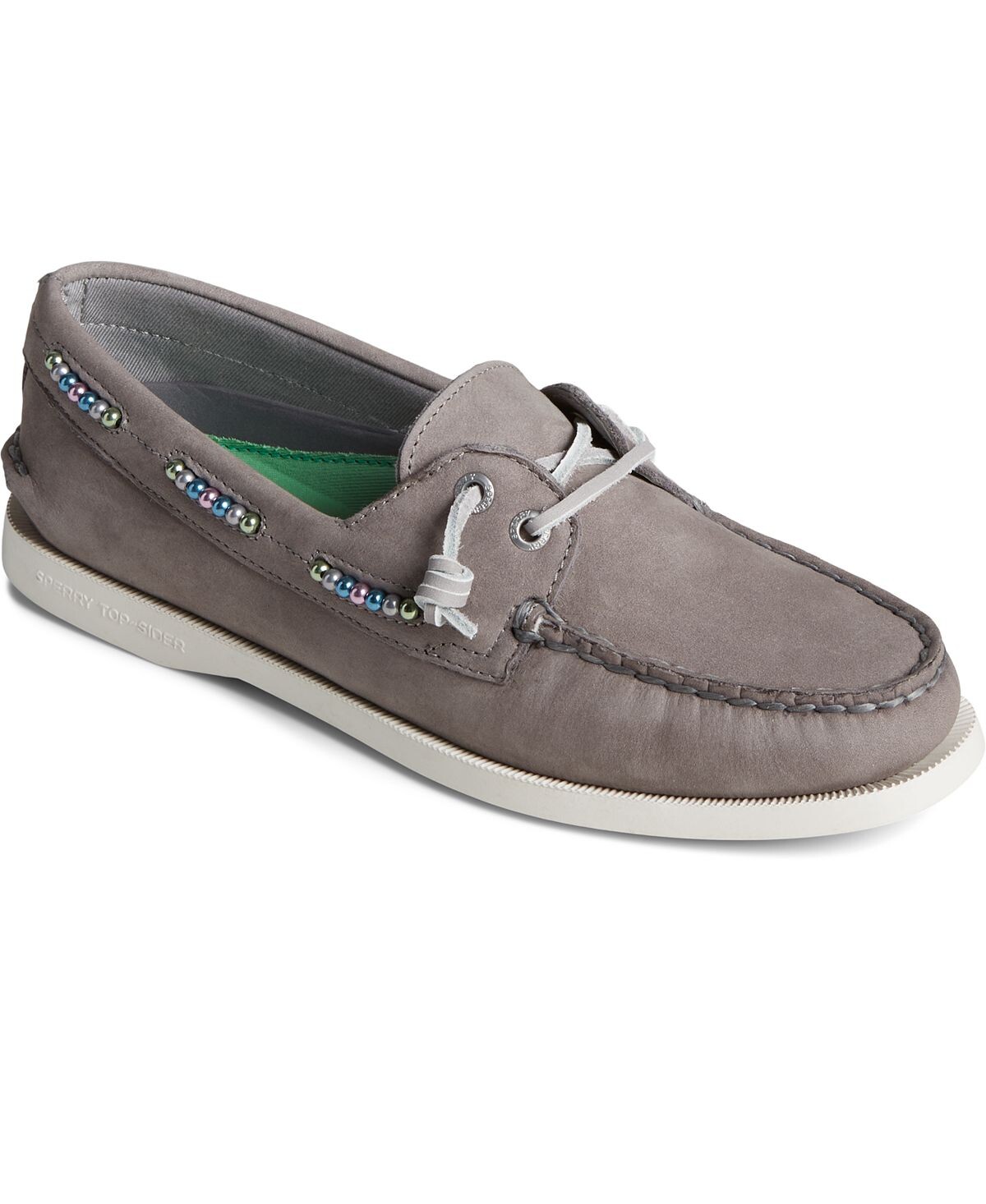 

Женские оригинальные кожаные топсайдеры с двумя люверсами Sperry, серый