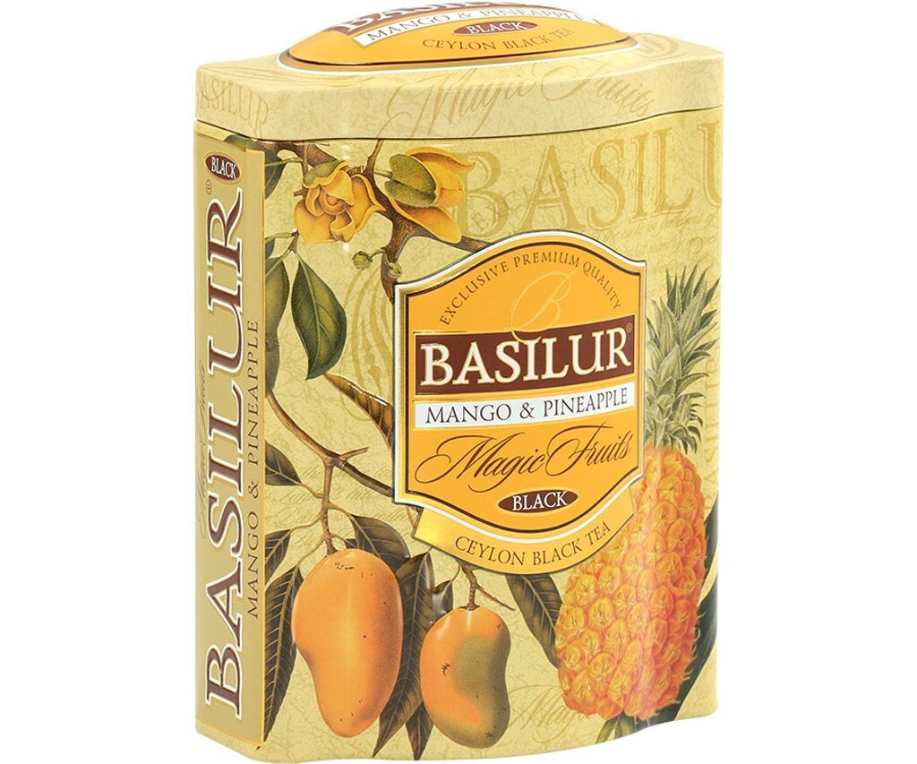 

Чай BASILUR Цейлонский черный с ананасом, манго, цедрой апельсина, васильками и ароматом манго, ананаса и маракуйи в банке 100 г.
