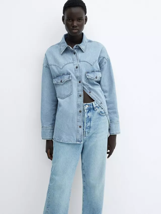 

Рубашка Mango Westie Denim, синий