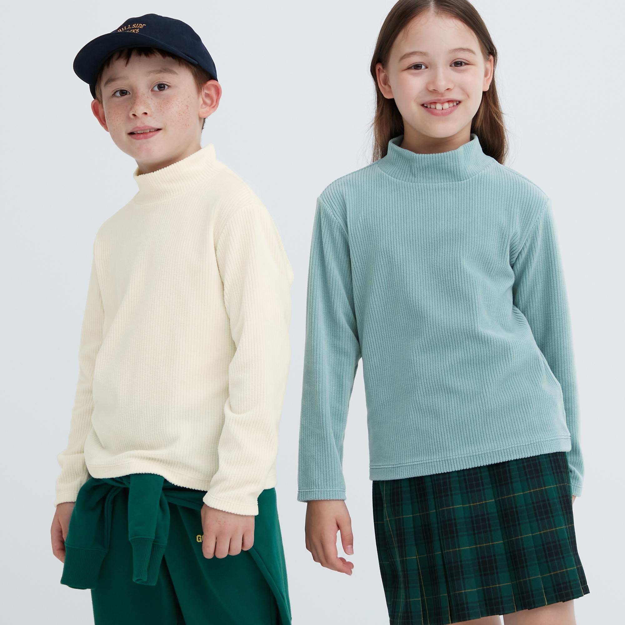 

Флисовая водолазка в рубчик Uniqlo Kids, кремовый