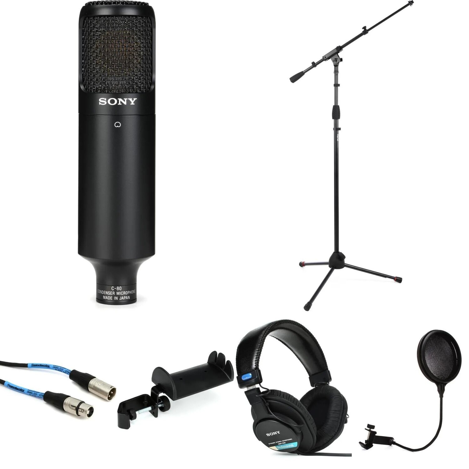 

Новый комплект конденсаторного микрофона Sony C-80 и наушников MDR-7506