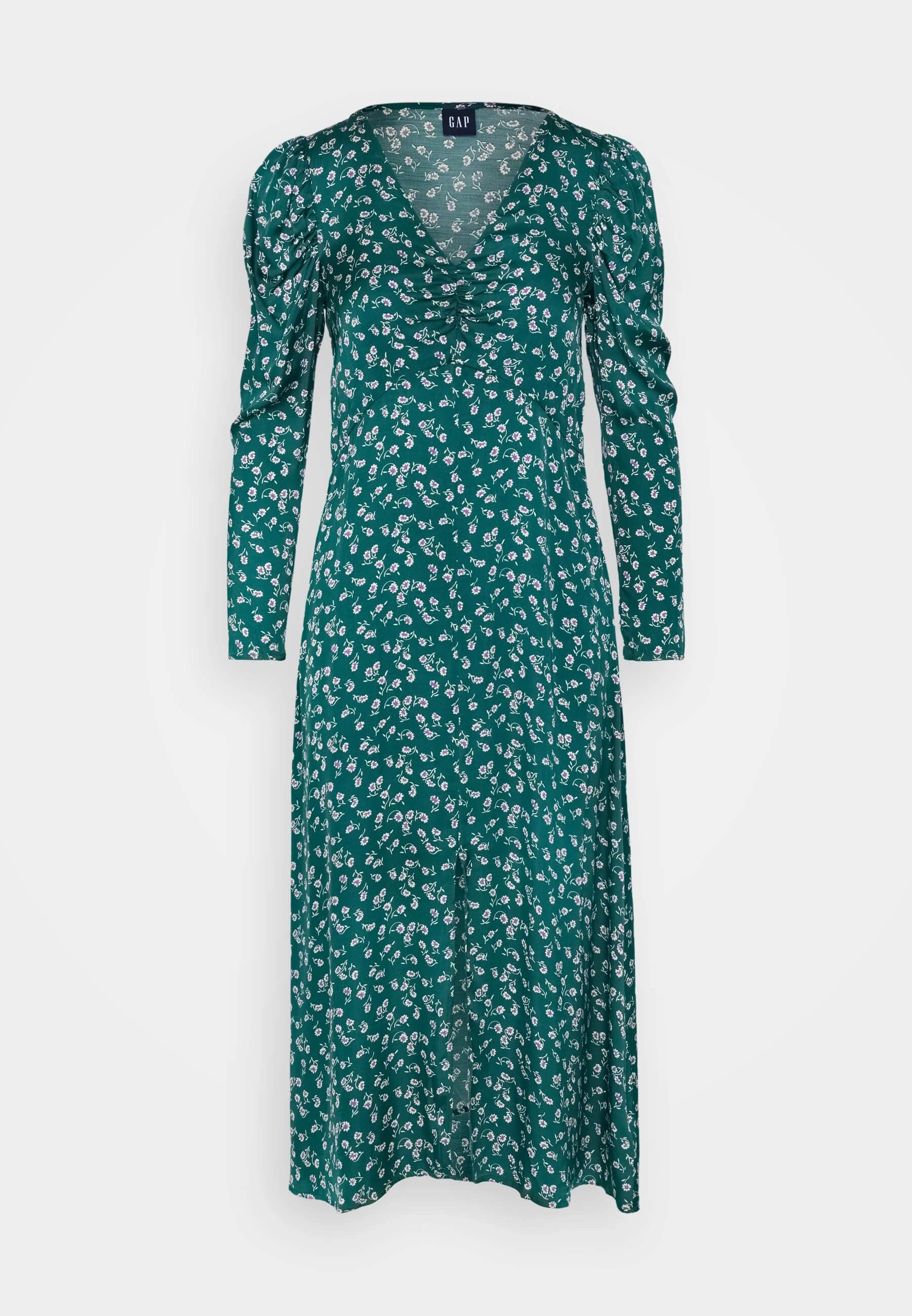 Платье Gap Puff Midi Elegant, зеленый/мульти классические вечерние платья pleindi новинка трапециевидное короткое платье до колен с v образным вырезом элегантное формальное платье для с