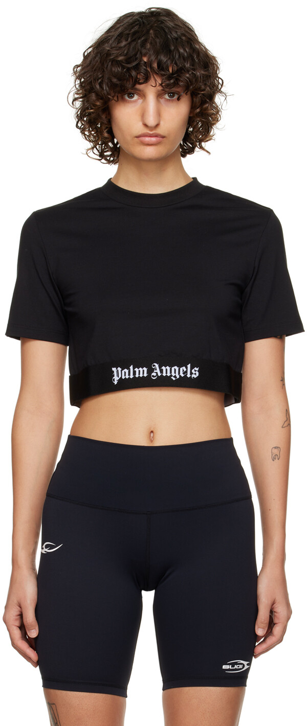 

Черная футболка с лентами Palm Angels