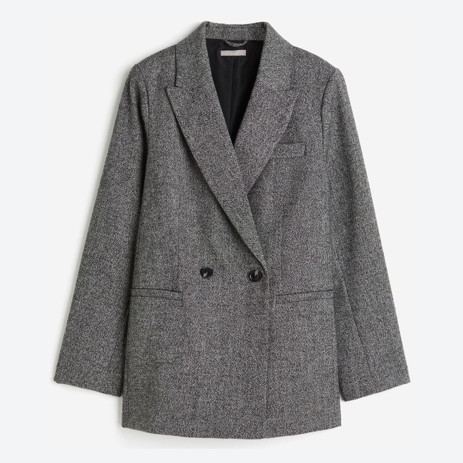 

Пиджак H&M Oversized Double-breasted, серый меланж