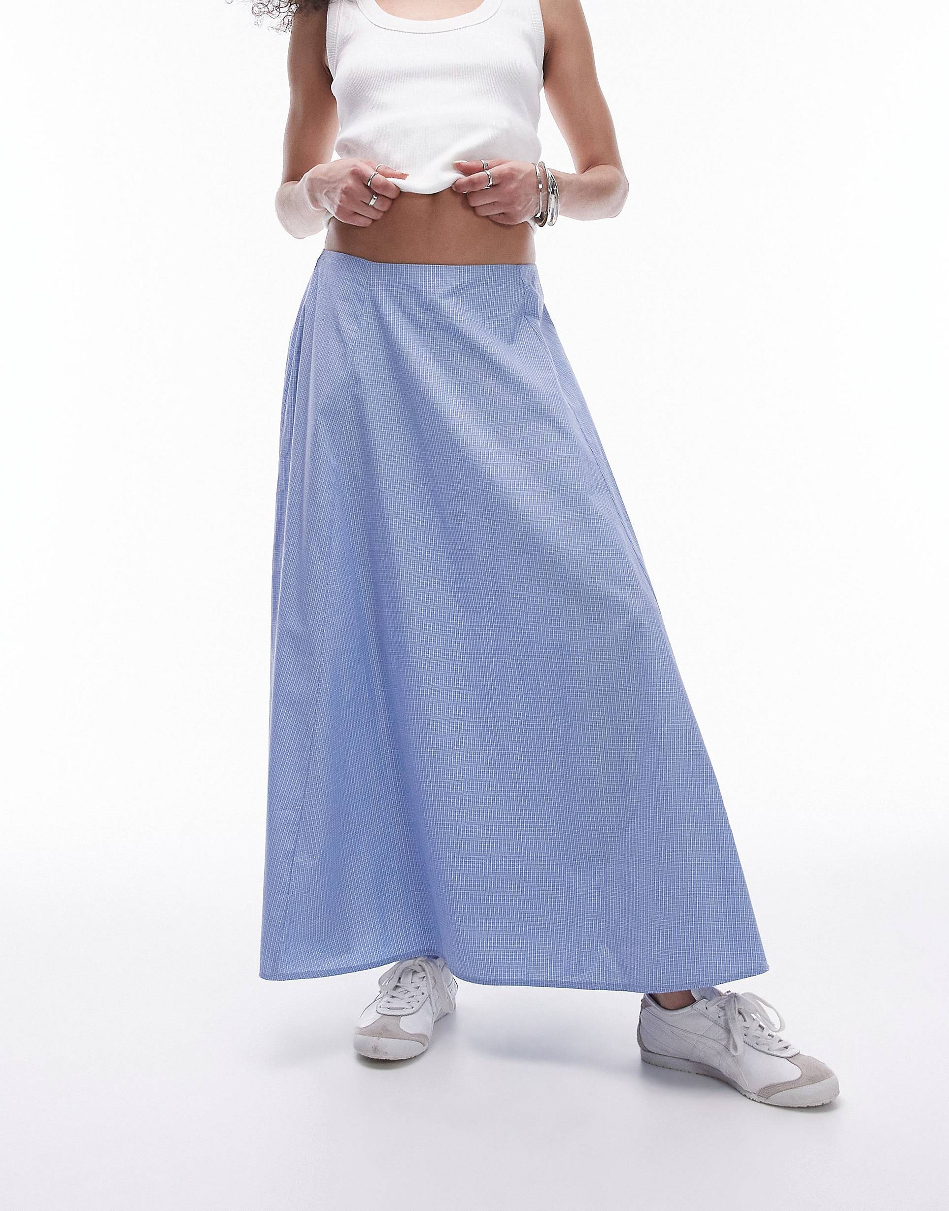Юбка Topshop Midi Cotton Full, голубой jnby синяя фигурная юбка jnby