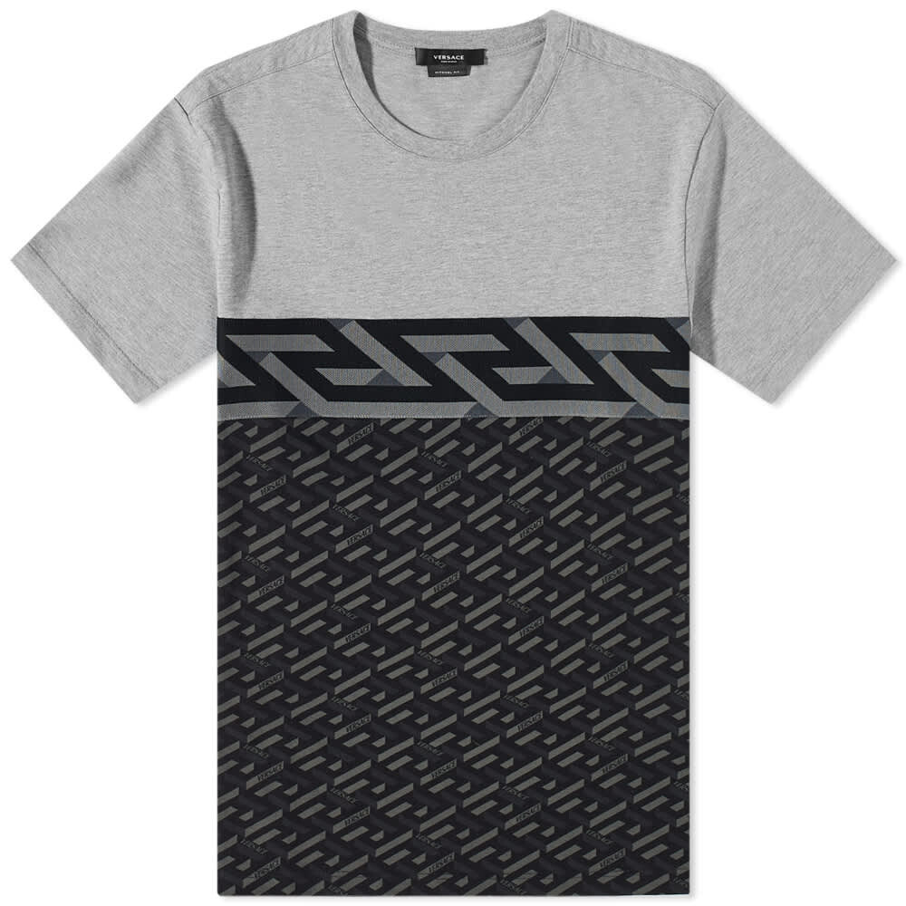 

Футболка Versace Greca Monogrammed Panel Logo Tee, Серый