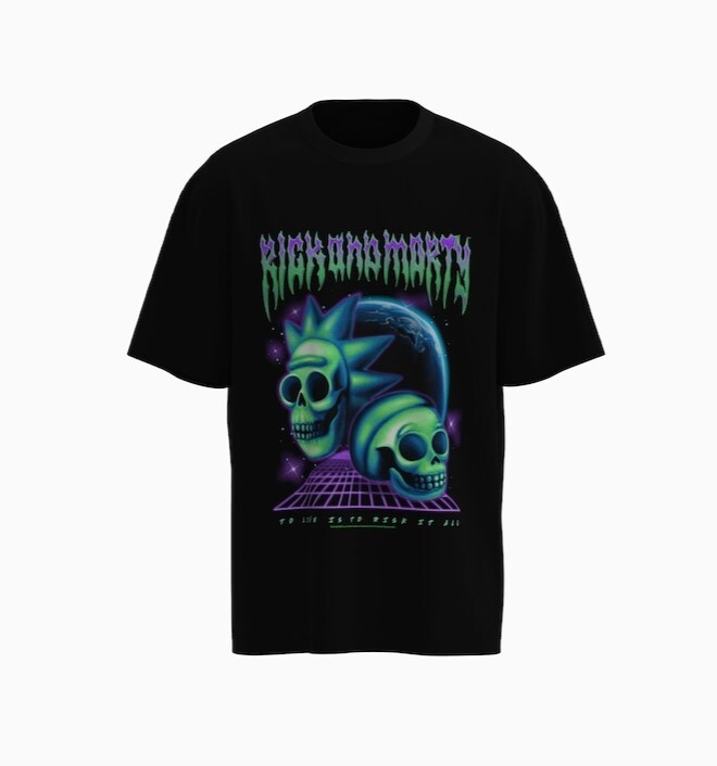 

Футболка Bershka Rick & Morty boxy fit short sleeve, чёрный