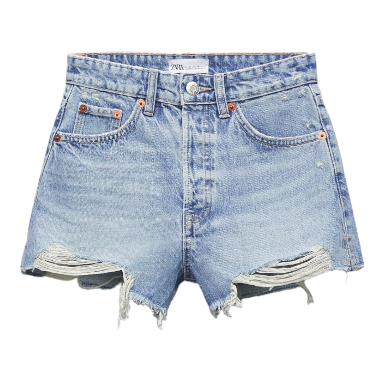 

Шорты Zara High-waist Trf Denim, голубой
