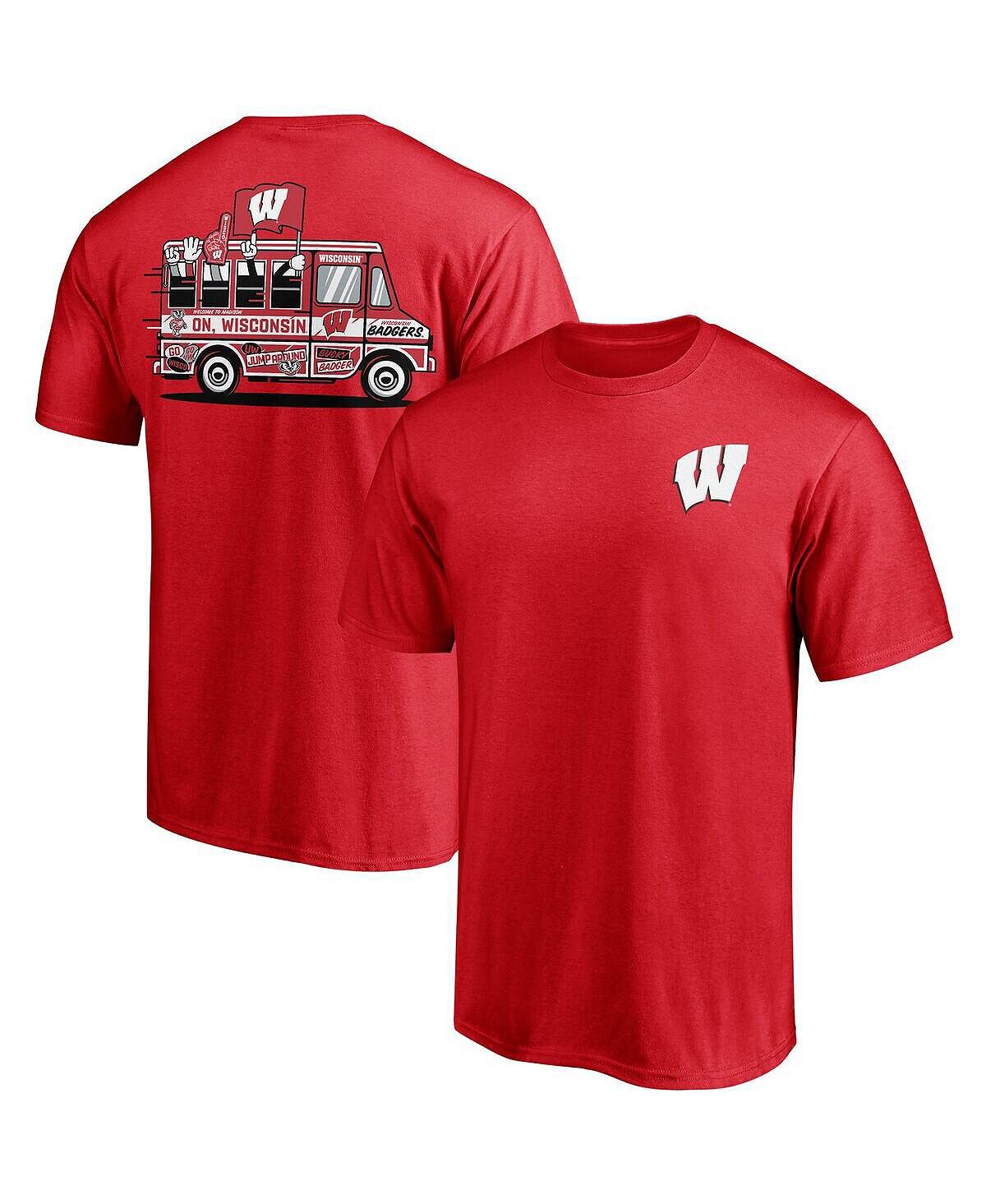 

Мужская фирменная красная футболка wisconsin badgers hometown collection 2-hit Fanatics, красный