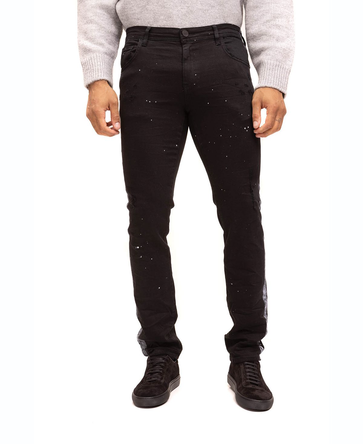 цена Мужские современные джинсы в полоску с брызгами RON TOMSON, черный