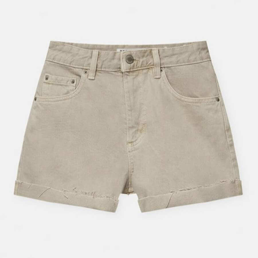 

Шорты-бермуды Pull&Bear Mid Waist Denim, серо-бежевый