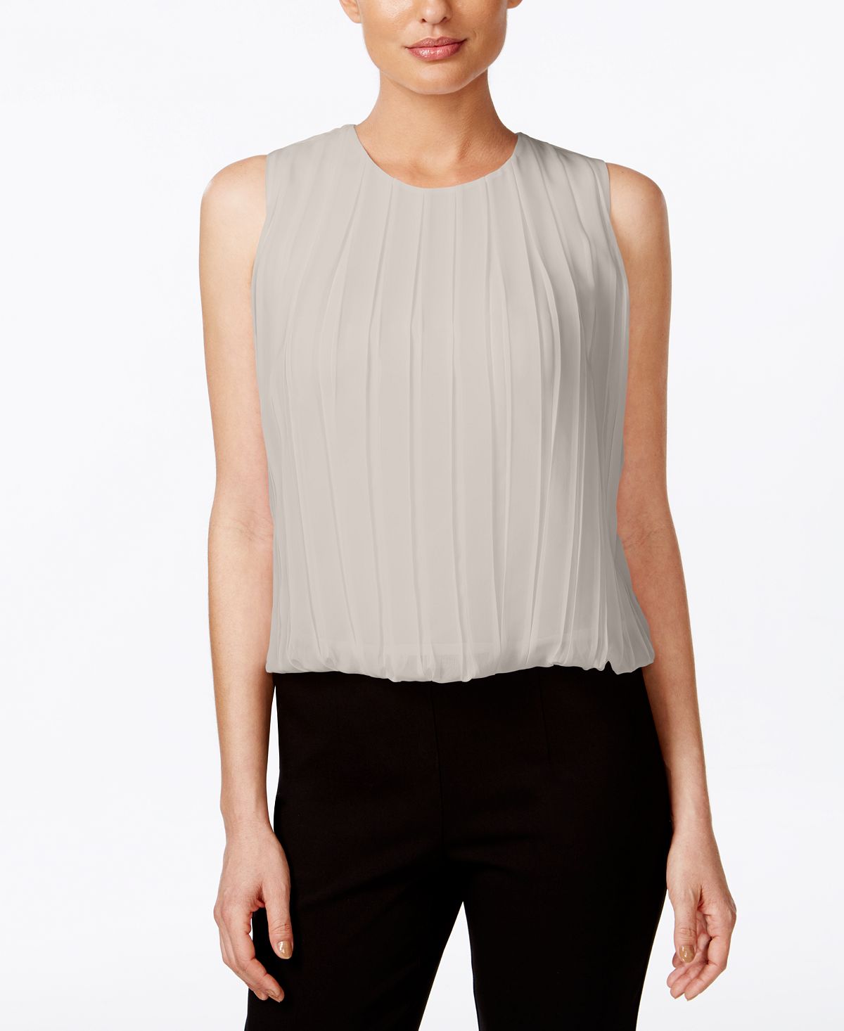 Плиссированная блузка без рукавов Calvin Klein, хаки блузка с плиссированным эффектом jgarage s черный