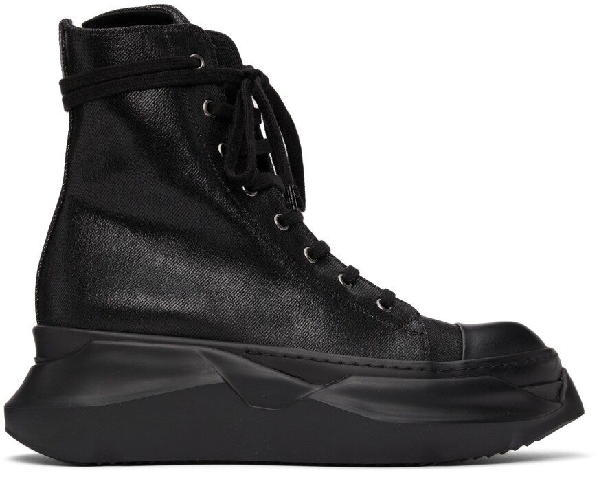 

Джинсовые высокие кеды с фольгой Rick Owens Drkshdw