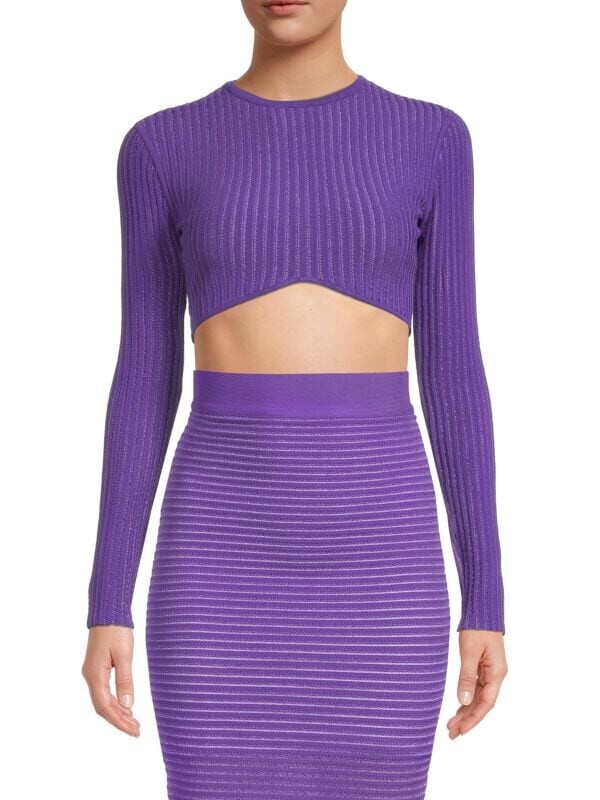 

Укороченный свитер Hervé Léger в рубчик, ultra violet