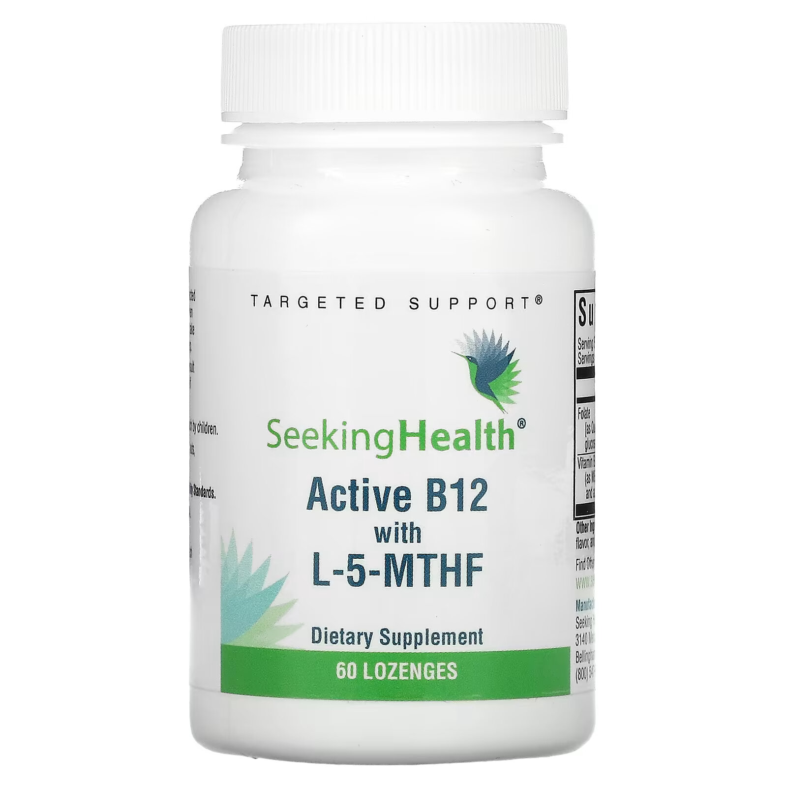 Seeking Health, Активный витамин B12 с L-5-МТГФ, 60 пастилок seeking health optimal zinc 60 пастилок