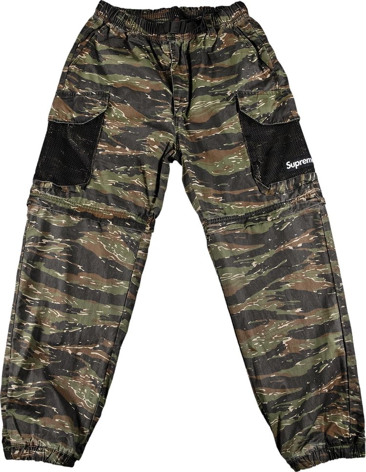 Брюки Supreme Mesh Pocket Belted Cargo Pant 'Tigerstripe Camo', разноцветный цена и фото