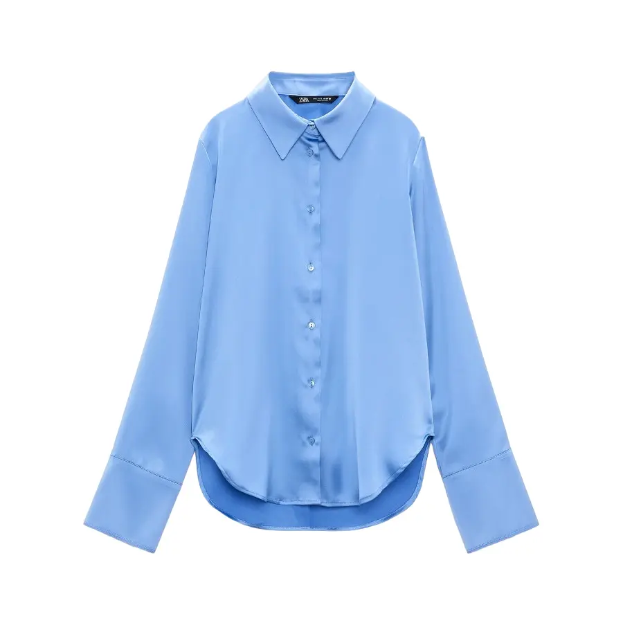 Рубашка Zara Satin, синий