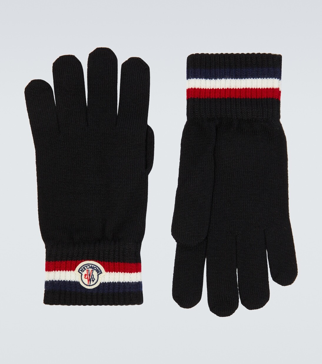 

Перчатки из натуральной шерсти с логотипом Moncler, черный