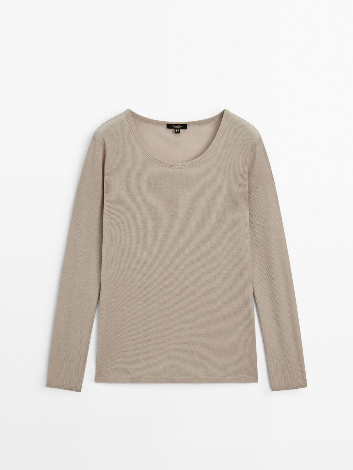 

Хлопковая футболка в рубчик с круглым вырезом Massimo Dutti, серый