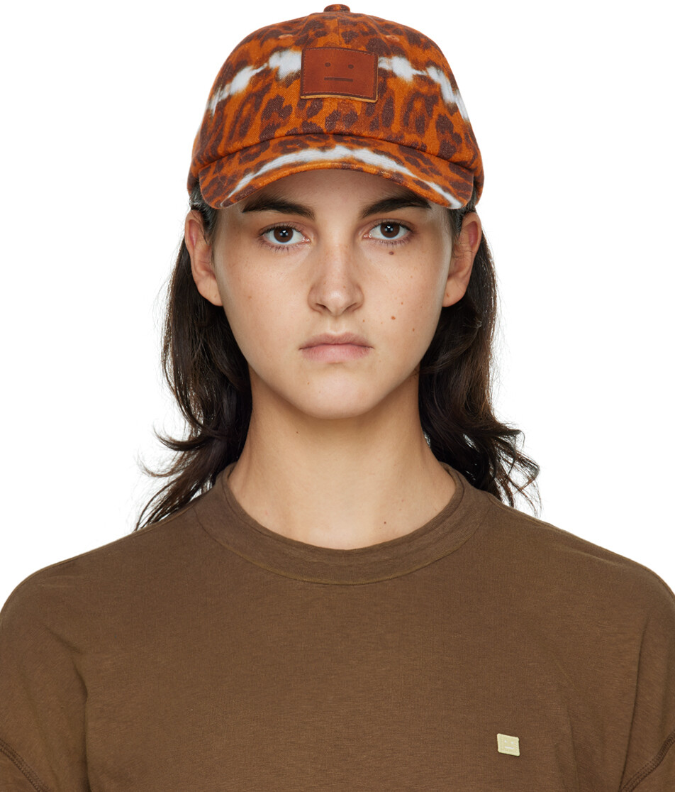 

Оранжевая кепка с леопардовым принтом Acne Studios