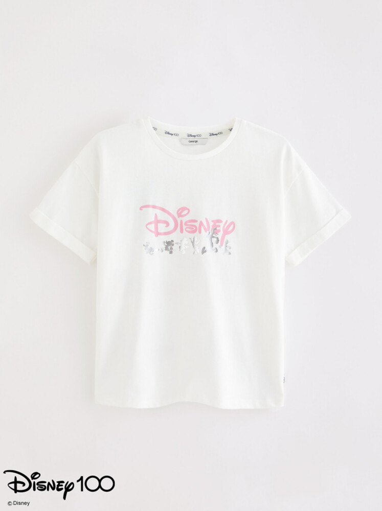 

Белая футболка с надписью Disney 100 George., белый