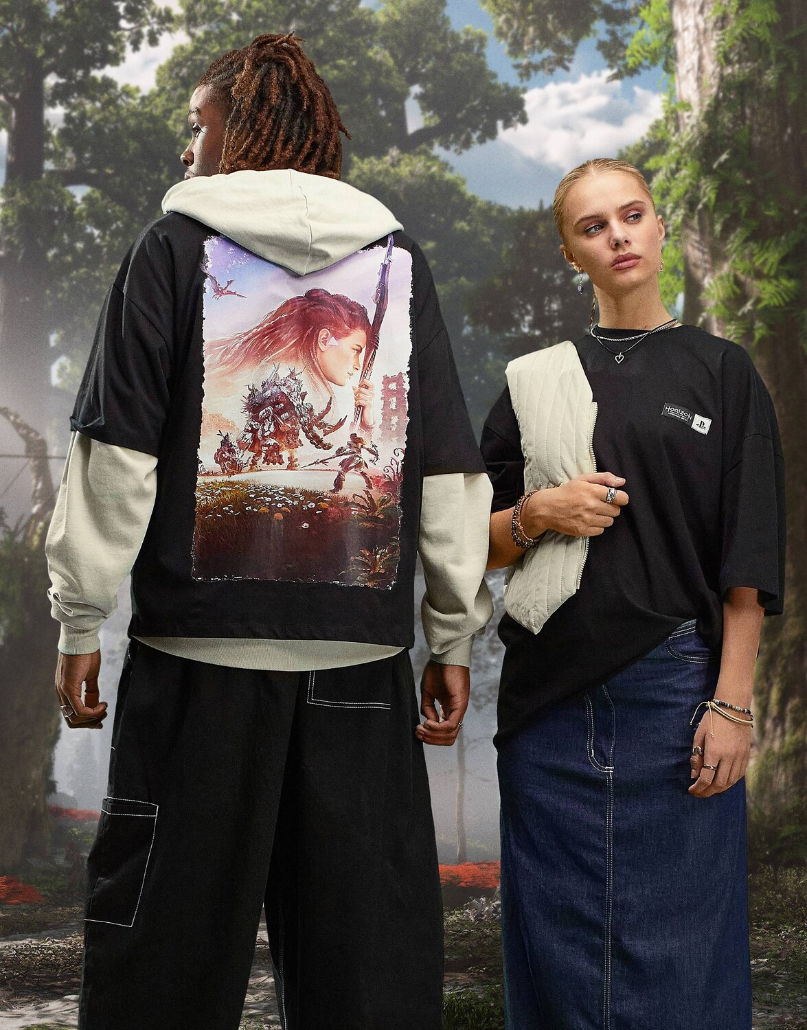 

Черная футболка оверсайз унисекс ASOS X Horizon Forbidden West, Черный