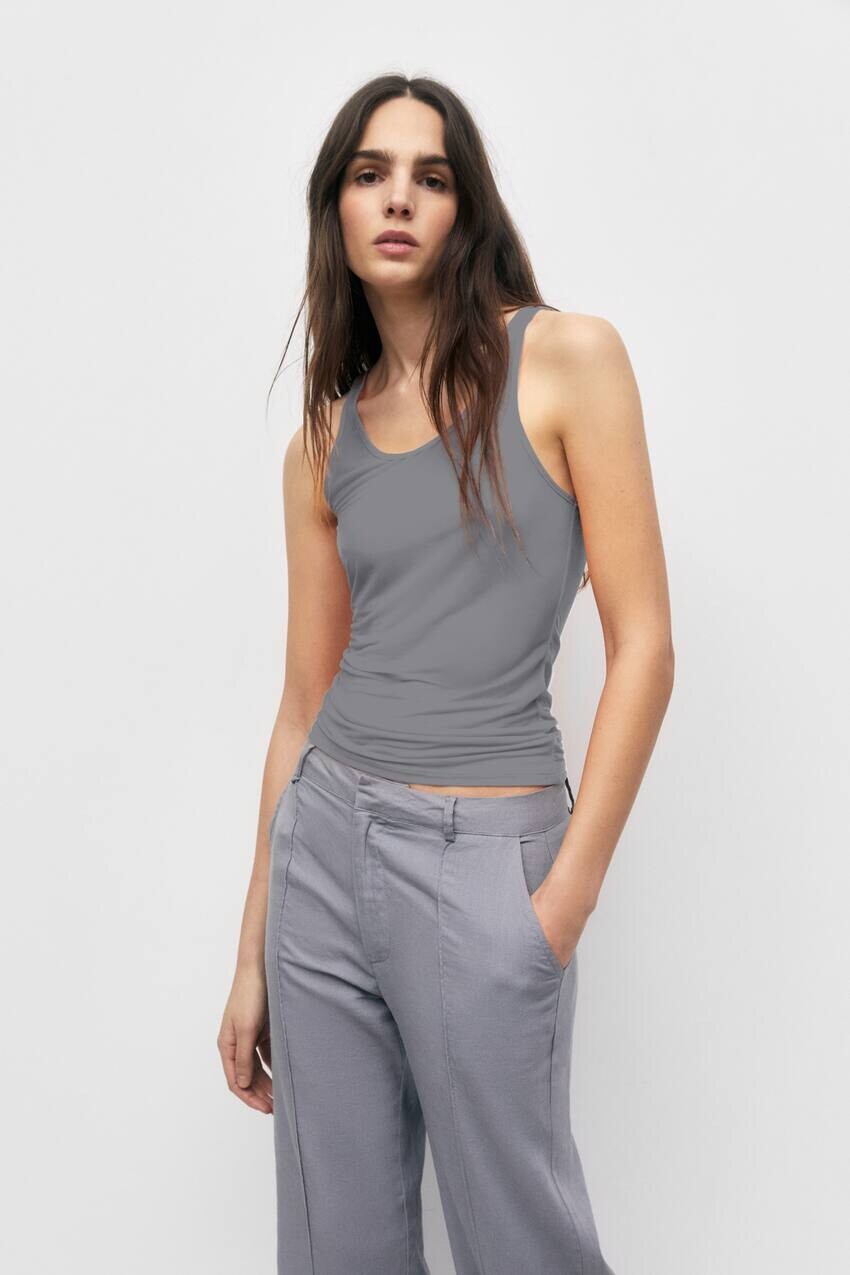 

Прозрачная майка Pull&Bear, жемчужно-серый