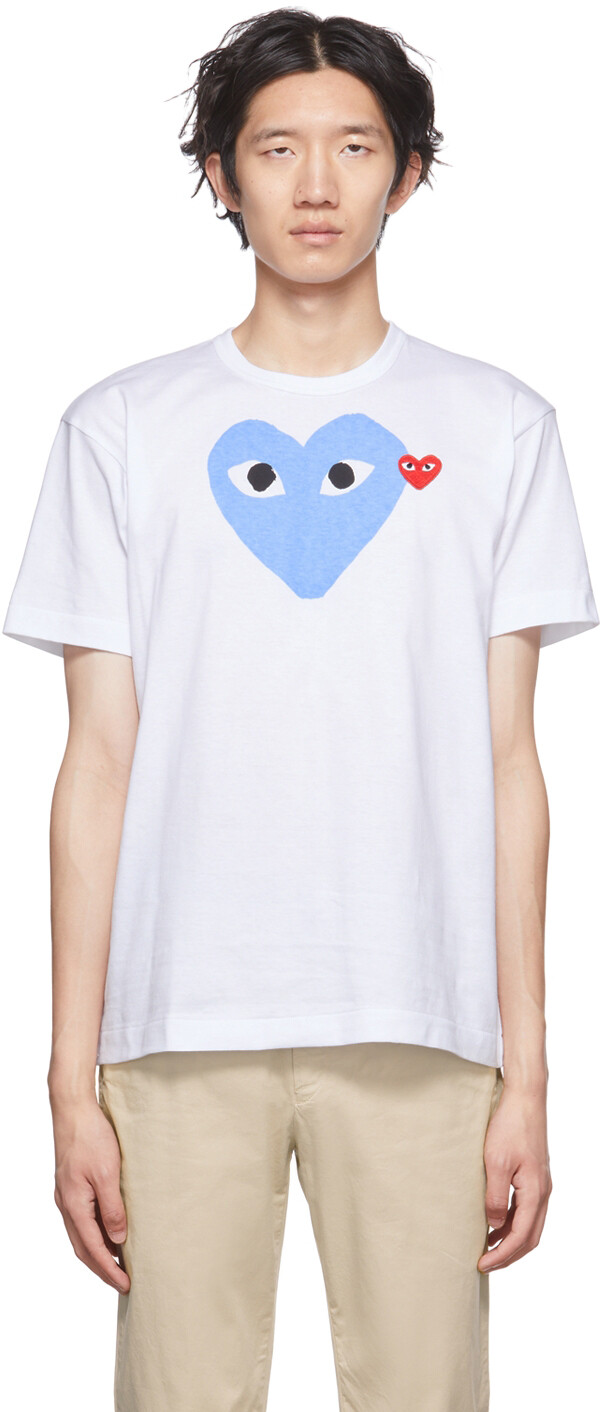 

Белая футболка с сердечками Comme des Garçons Play, Белый