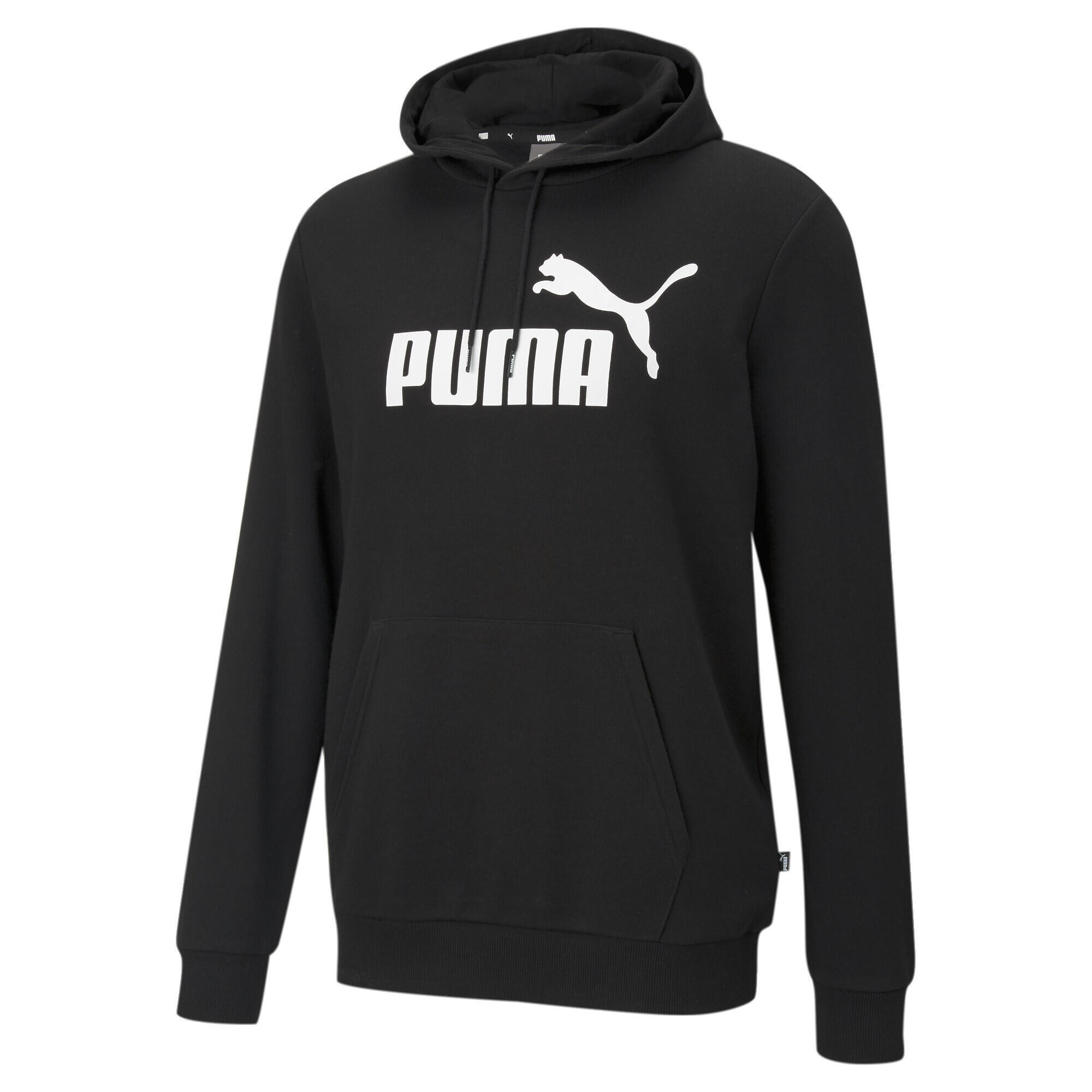 Мужская худи Essentials с большим логотипом PUMA, серый черный
