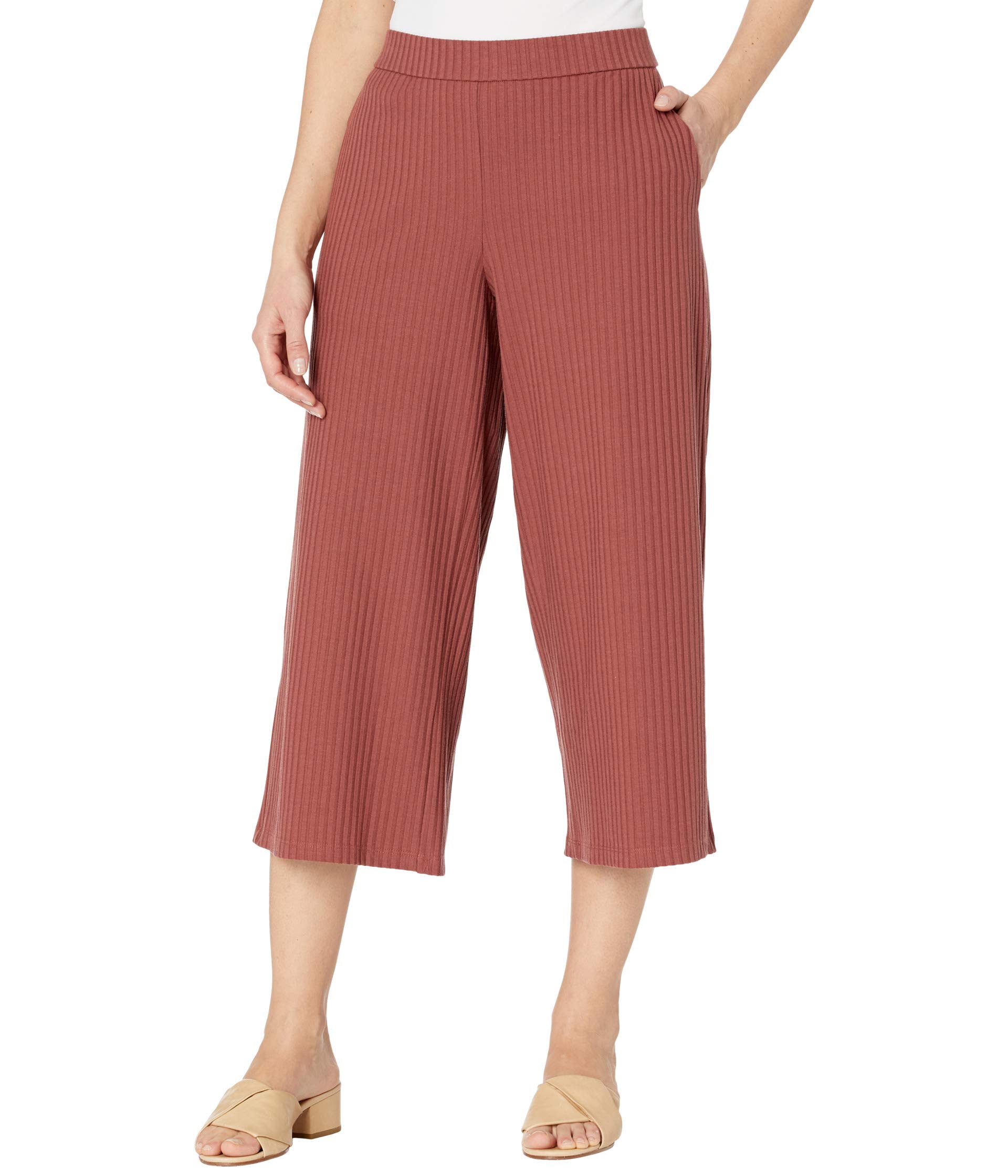 Брюки Eileen Fisher, Textured Stretch Rib Wide Cropped Pants
