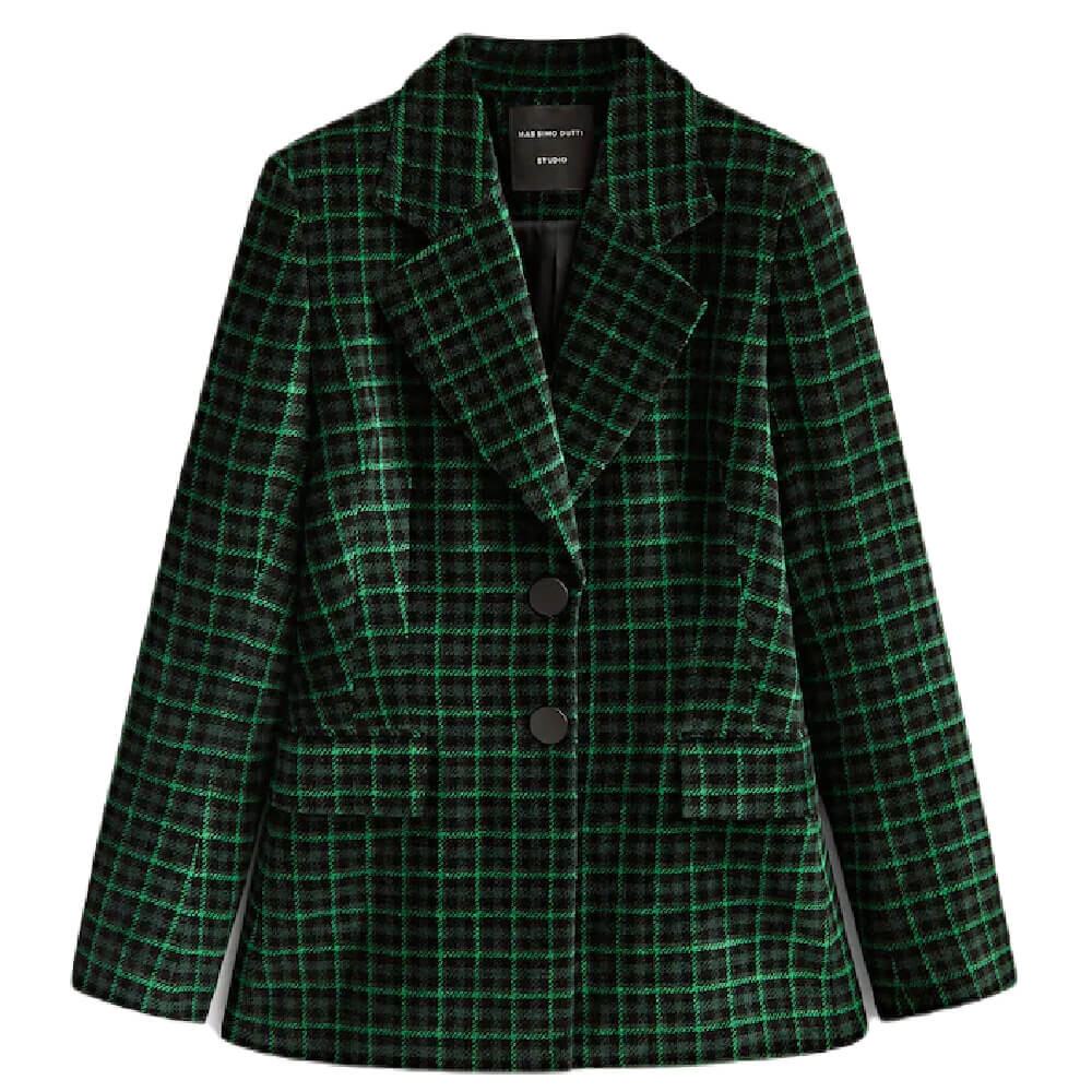 

Пиджак Massimo Dutti Check Suit Studio, зеленый