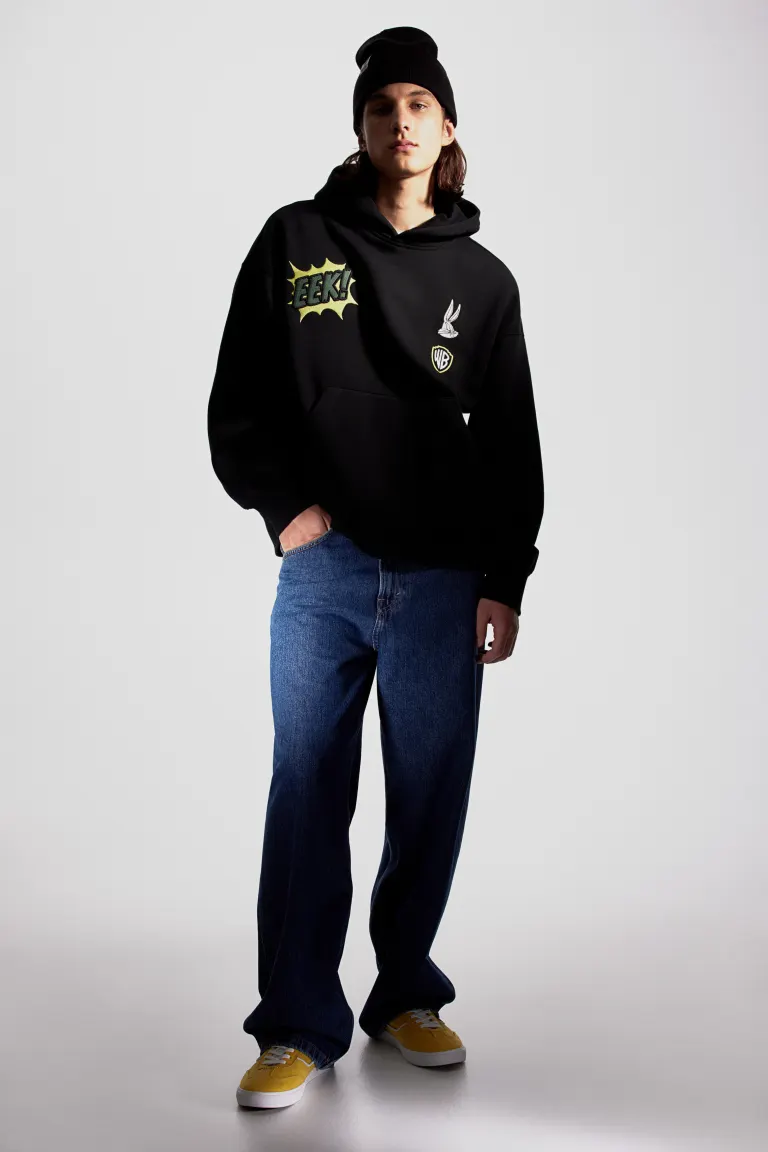 

Толстовка оверсайз с капюшоном H&M, черный