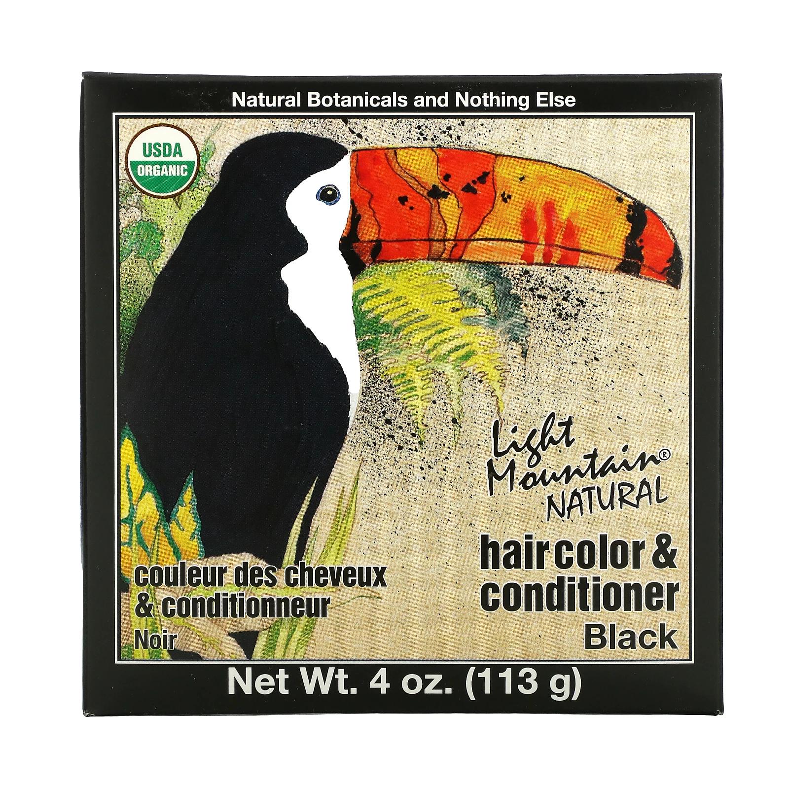 Light Mountain Натуральное средство для окрашивания и ухода за волосами Черный 4 унции (113 г)