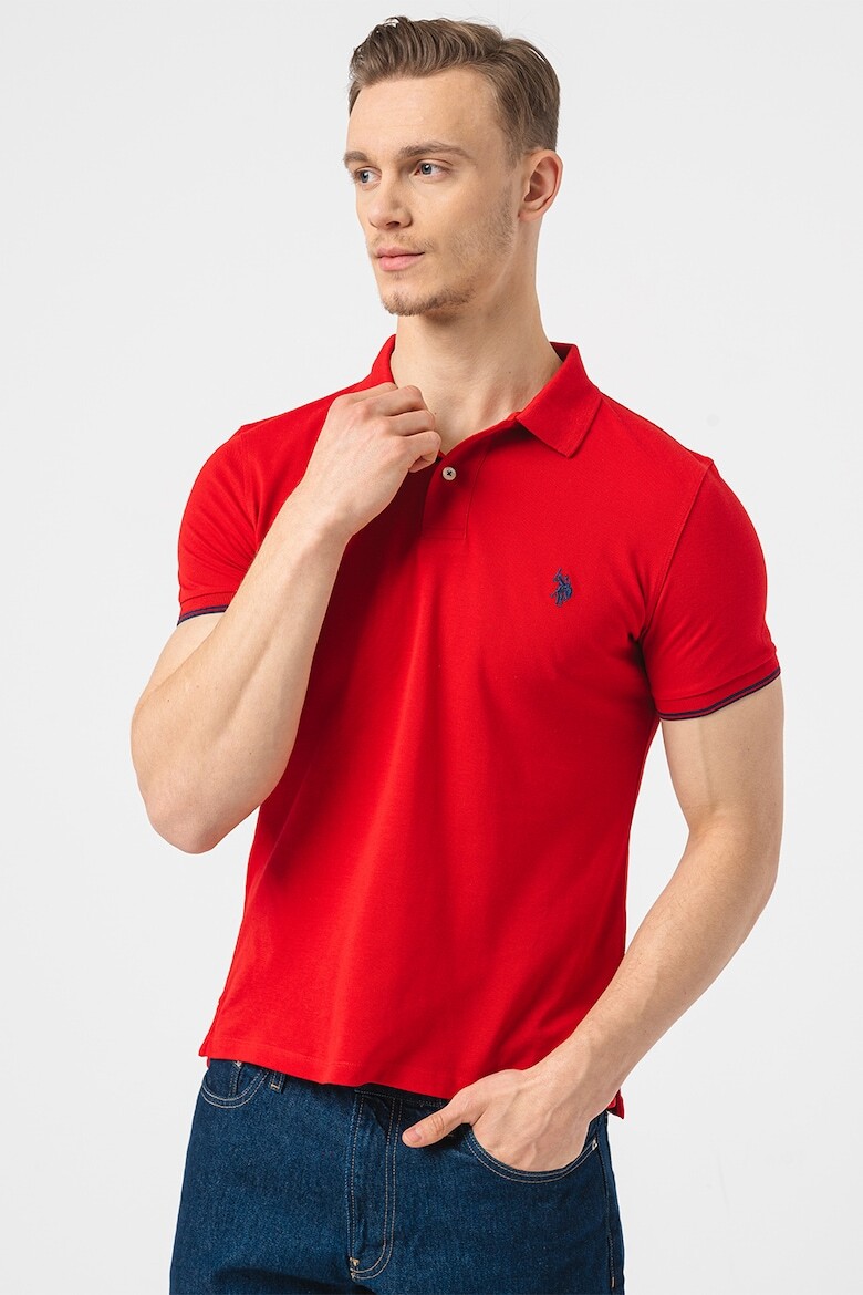 

Хлопковая футболка с воротником и логотипом U S Polo Assn , красный