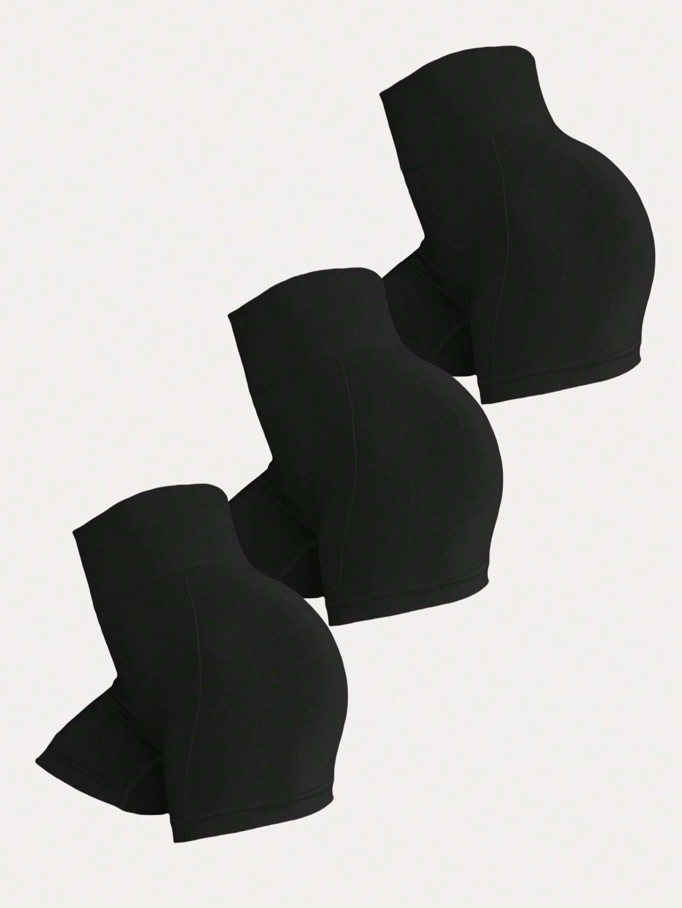 Базовые однотонные спортивные шорты узкого кроя с широким поясом для йоги, черный
