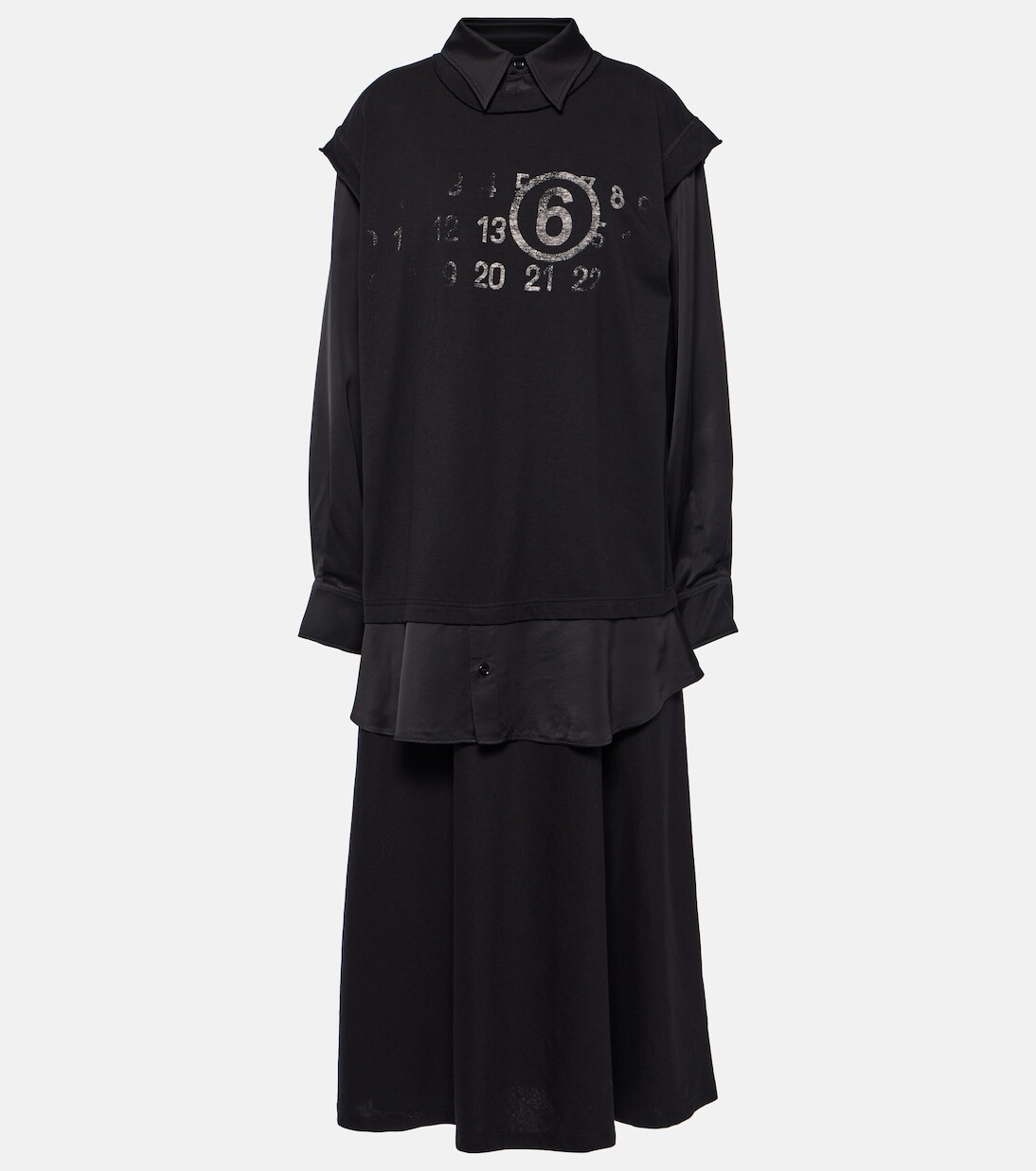 

Хлопковое платье миди с логотипом Mm6 Maison Margiela, черный