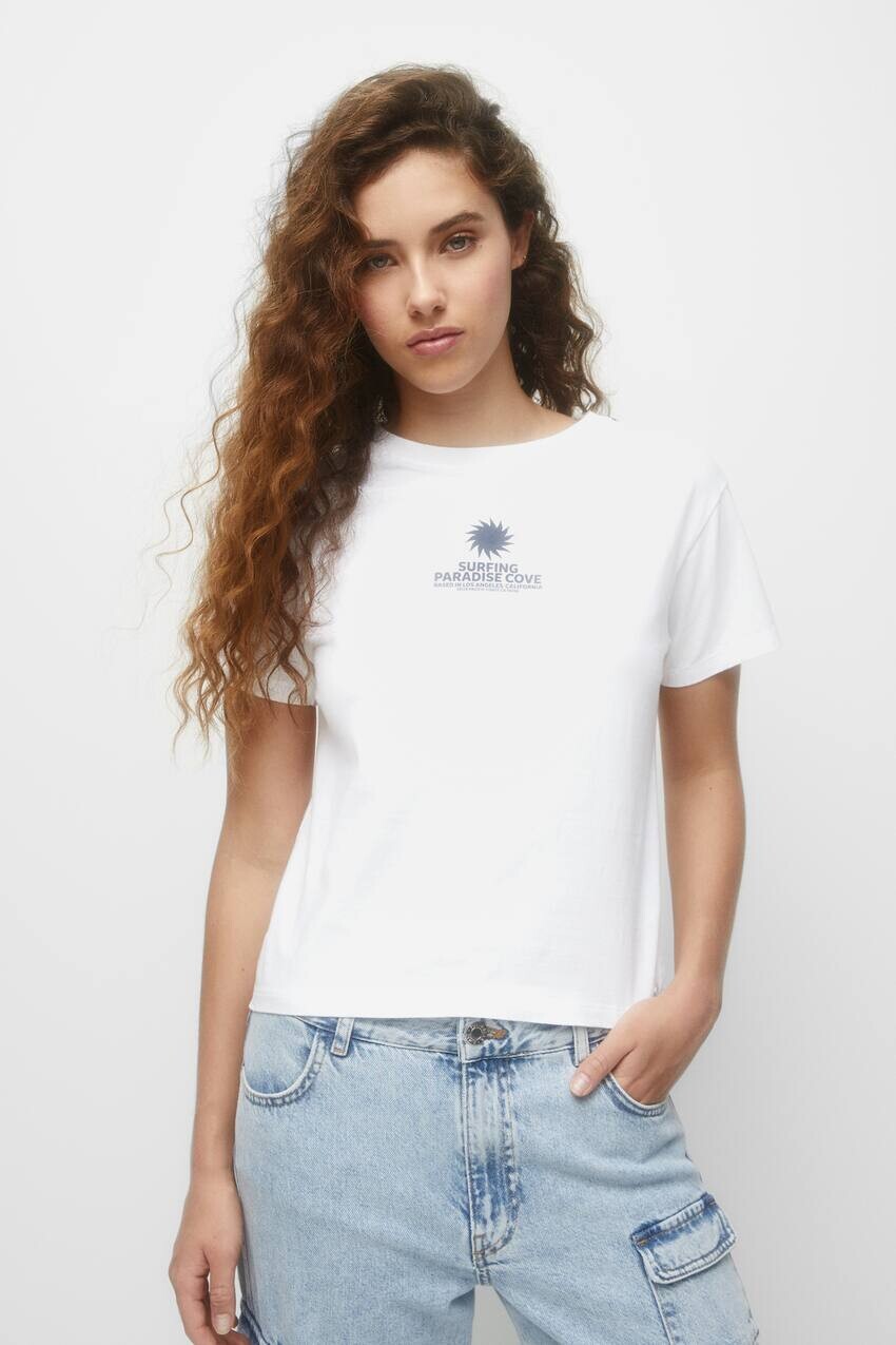 

Белая футболка Малибу Pull&Bear, белый