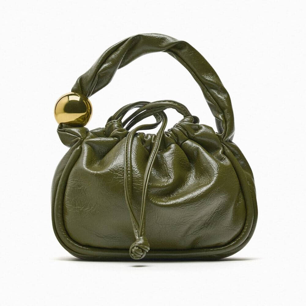 

Сумка Zara Mini Bucket With Gold Ball, зеленый/золотой