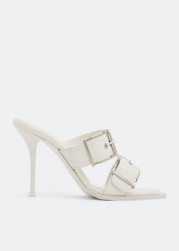 

Мюли ALEXANDER MCQUEEN Punk double buckle mules, белый