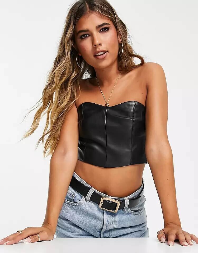 

Корсет из искусственной кожи Pull&Bear, черный